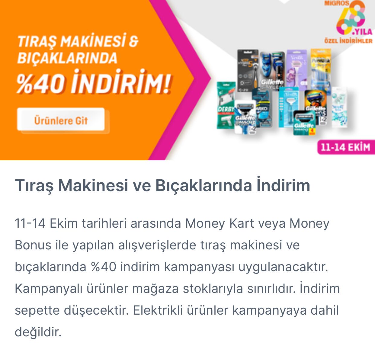 Tıraş Ürünlerinde %40 İndirim