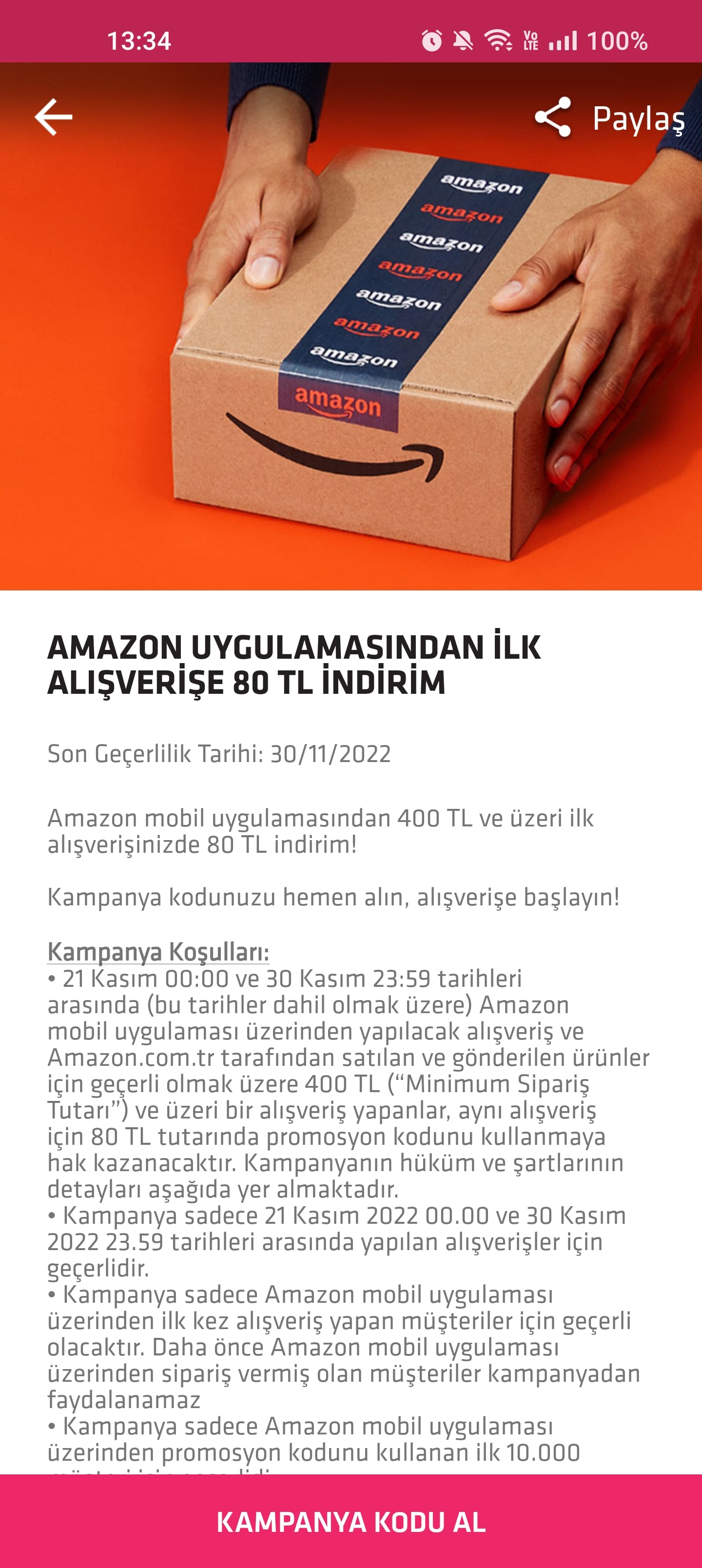 Amazon mobilde Zubizu kodla 400 tl'lik ilk alışverişe 80 tl