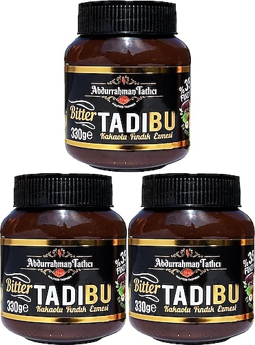 Abdurrahman Tatlıcı Tadıbu Bitter Kakaolu Fındık Ezmesi 330 gr 3'lü