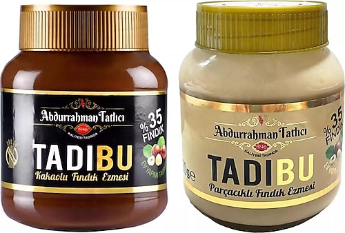 Abdurrahman Tatlıcı Tadıbu Kakaolu Fındık Ezmesi 330 G + Parçacıklı Fındık Ezmesi 330 G