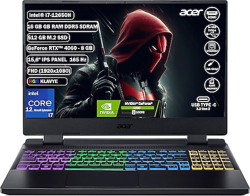 Acer Nitro 5 AN515-58 NH.QM0EY.009 i7-12650H 16 GB 512 GB SSD RTX4060 15.6" Full HD Gaming Laptop