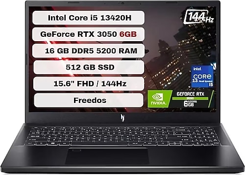 Acer Nitro V NH.QNCEY.00116 Intel Core I5 13420H 16GB 512GB SSD RTX3050 Freedos 15.6'' Fhd Taşınabilir Bilgisayar ANV15-51