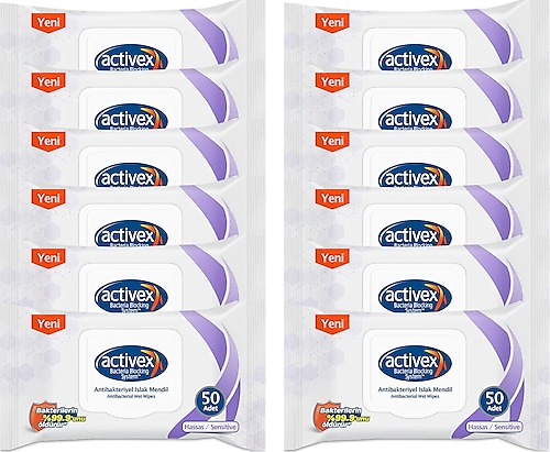 Activex Antibakteriyel Hassas 50 Yaprak 12'li Paket Islak Mendil
