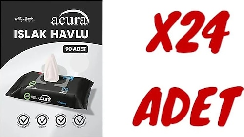 Acura Hipoalerjenik Islak Mendil 90 Adet X 24 Adet