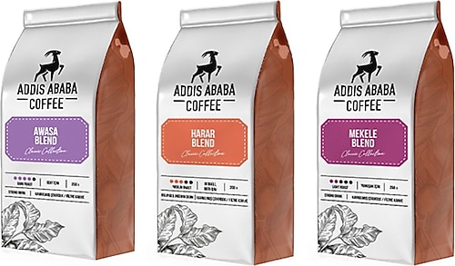 Addis Ababa Coffee Etiyopya Aromalı 3 Lü Deneme Seti (3 Ad. X 250 Gr. ) 750 Gr. Filtre Kahve & Çekirdek Kahve