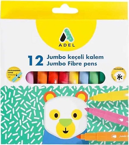 Adel 12'li Jumbo Keçeli Kalem Seti