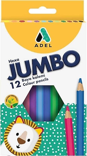 Adel Hexa Tam Boy 12'li Jumbo Kuru Boya Seti
