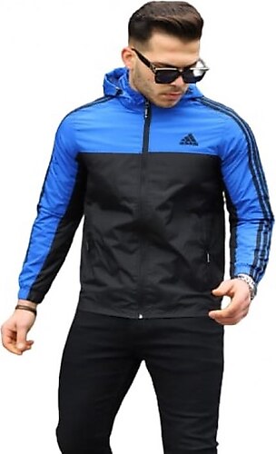 Adidas Erkek The Run Kapusonlu Yagmurluk A-02074 - A-02074 - Mavi