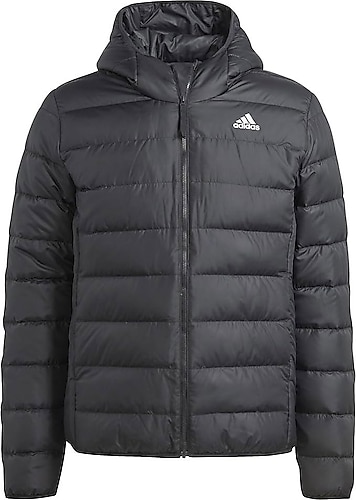 Adidas Essentials Light Down HZ5723 Kapüşonlu Siyah Erkek Şişme Mont