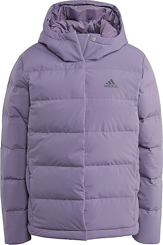 Adidas Helionic IK3181 Kapüşonlu Kaz Tüyü Mor Kadın Şişme Mont