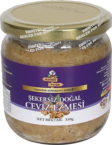 AdresS Fındık Şekersiz Doğal Ceviz Ezmesi 350 gr