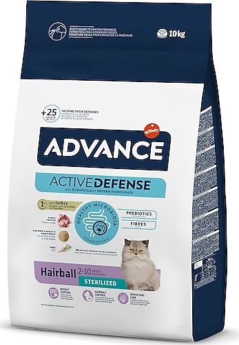 Advance Hairball Sterilised Hindili 10 kg Kısırlaştırılmış Yetişkin Kedi Maması