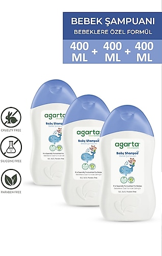 Agarta Doğal Erkek Bebek Şampuanı 400 ml 3 Adet