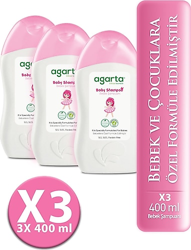 Agarta Doğal Kız Bebek Şampuanı 400 ml 3 Adet