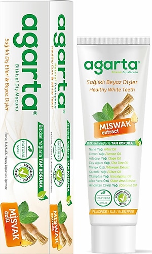 Agarta Doğal Misvak Özlü Florürsüz Diş Macunu 100 ml