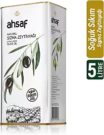 Ahsaf Soğuk Sıkım Natürel Sızma Zeytinyağı 5 lt 2'li