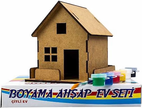 Ahşap Boyama Ev Seti Çitli Ev Deney Seti Ölçüye Dikat