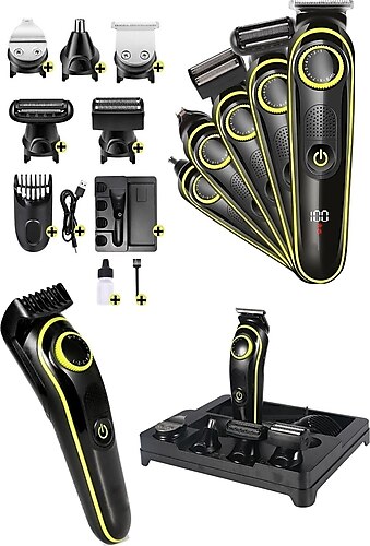 AKF Galaxy Saç Sakal Vücut Traş Makinesi 5in1 Kablosuz Erkek Tıraş Kişisel Bakım Kiti