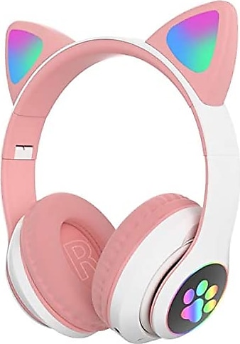 Ally 23M Led Aydınlatmalı Kedi Kulak Üstü Bluetooth Kulaklık Pembe