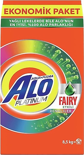 Alo Aqua Pudra Fairy Etkili Renkliler için 8.5 kg Toz Deterjan