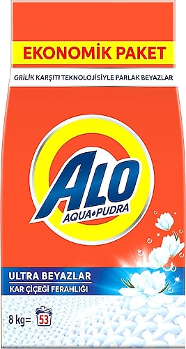 Alo Kar Çiçeği Ferahlığı Ultra Beyazlar 8 kg Toz Deterjan