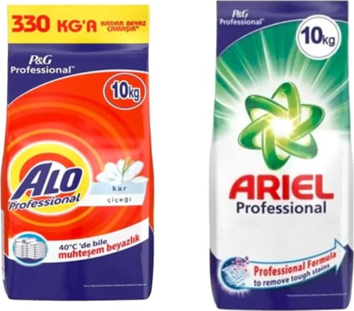 Alo Professional Kar Çiçeği + Ariel Professional Beyazlar Toz Deterjan 10 kg 2'li