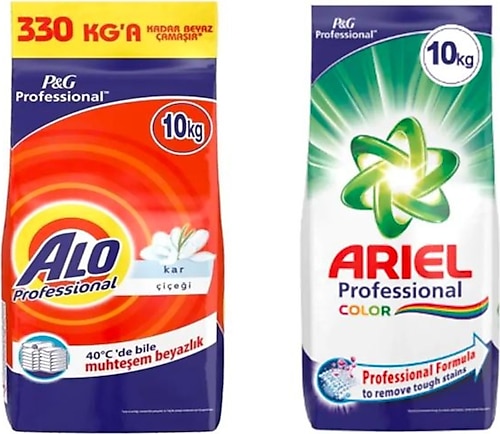 Alo Professional Kar Çiçeği + Ariel Professional Color Toz Deterjan 10 kg 2'li