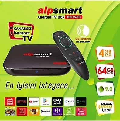 Alpsmart 4K 4 Gb Ram 64 Gb Hafiza Sesli Akilli Kumandali Tv Box