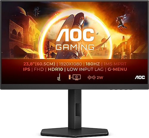 AOC 24G4X 23.8" 0.5 ms Full HD Pivot IPS 180 Hz Oyuncu Monitörü