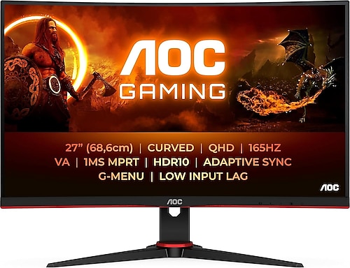 AOC CQ27G2SE/BK 27" 1 ms QHD Curved Oyuncu Monitörü