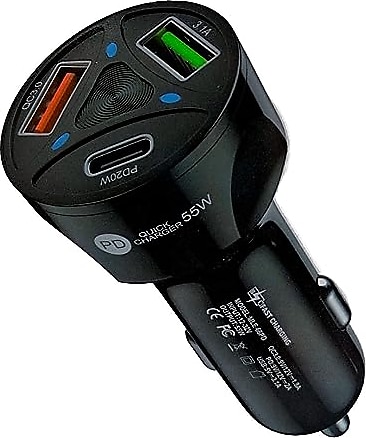 Apera BN72 55W Araç İçi Çakmaklık Hızlı Şarj Aleti PD Quick Charger 2 USB 1 Type-C Çıkış