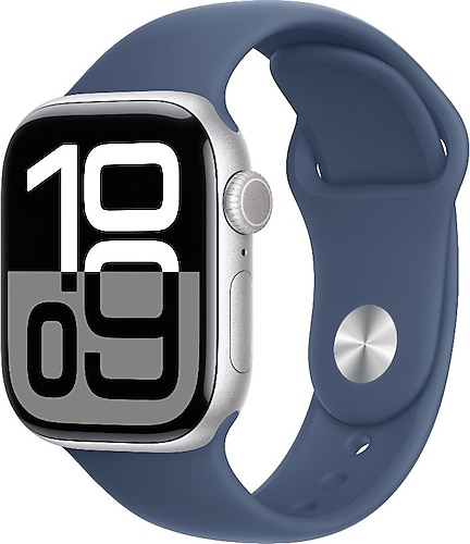 Apple Watch Series 10 GPS 42mm Gümüş Rengi Alüminyum Kasa ve Kot Rengi Spor Kordon Akıllı Saat