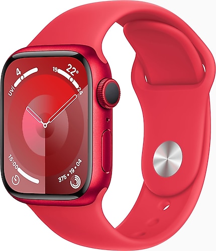 Apple Watch Series 9 GPS 41mm Kırmızı Alüminyum Kasa ve Kırmızı Spor Kordon Akıllı Saat