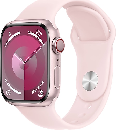 Apple Watch Series 9 GPS 41mm Pembe Alüminyum Kasa ve Uçuk Pembe Spor Kordon Akıllı Saat