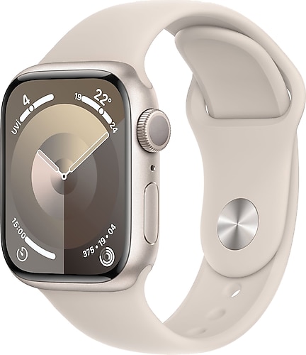 Apple Watch Series 9 GPS 41mm Yıldız Işığı Alüminyum Kasa ve Yıldız Işığı Spor Kordon Akıllı Saat
