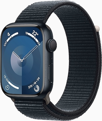 Apple Watch Series 9 GPS 45mm Gece Yarısı Alüminyum Kasa ve Gece Yarısı Spor Loop Kordon Akıllı Saat