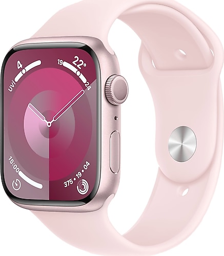 Apple Watch Series 9 GPS 45mm Pembe Alüminyum Kasa ve Uçuk Pembe Spor Kordon Akıllı Saat
