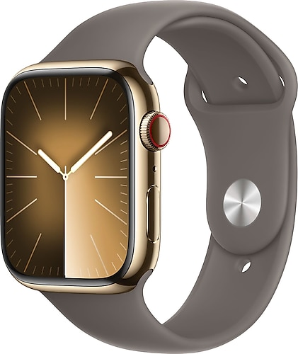 Apple Watch Series 9 GPS + Cellular 45mm Paslanmaz Çelik Kasa Spor Kordon Akıllı Saat