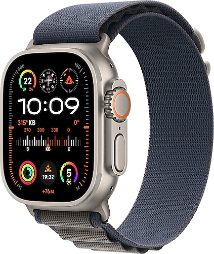Apple Watch Ultra 2 GPS + Cellular 49mm Natürel Titanyum Kasa ve Mavi-Alpine Loop Kordon Akıllı Saat