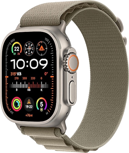Apple Watch Ultra 2 GPS + Cellular 49mm Titanyum Kasa ve Klasik Zeytin Yeşili-Alpine Loop Kordon Akıllı Saat
