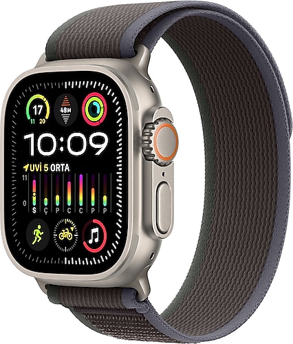 Apple Watch Ultra 2 GPS + Cellular 49mm Titanyum Kasa ve Mavi-Siyah-Trail Loop Kordon Akıllı Saat