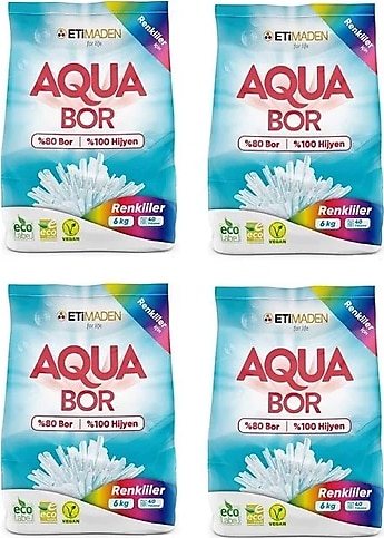 Aquabor Renkliler İçin 6 kg 4'lü Toz Deterjan