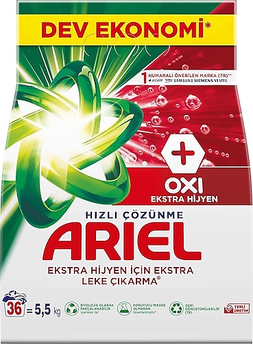 Ariel Oxi Ekstra Hijyen 5.5 kg Toz Deterjan