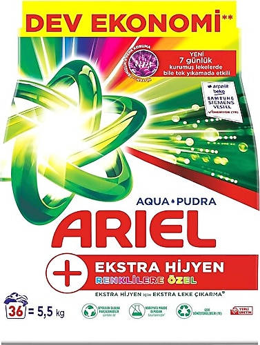 Ariel Oxi Ekstra Hijyen AquaPudra Renklilere Özel 5.5 kg Toz Deterjan