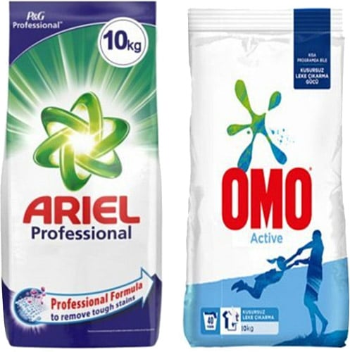 Ariel Professional Beyazlar + Omo Active Toz Deterjan 10 kg 2'li