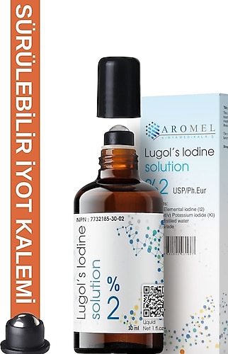 Aromel Iyot Kafesi Için Lugol %2 Lik 30 Ml Sürülebilir Roll-on Başlıklı Cam Şişe Iyot Kalemi