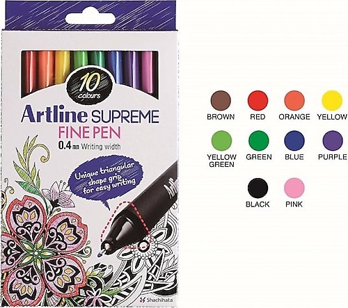 artline Supreme Fine Pen 0.4 Mm Keçe Uçlu Kalem 10 Renk Set
