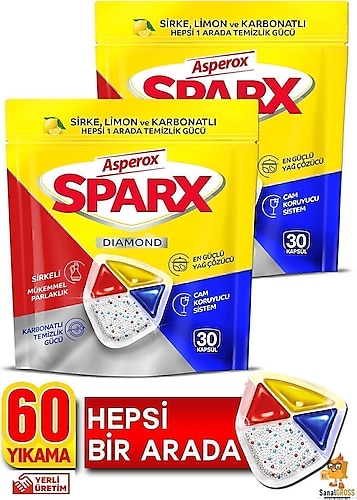 Asperox Sparx Bulaşık Makinesi Tableti 30'lu 2 Adet