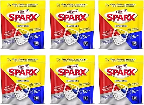 Asperox Sparx Bulaşık Makinesi Tableti 30'lu 6 Adet