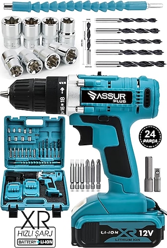 Assur Plus 58 VF 5 Ah Çift Akülü 24 Parça Matkap